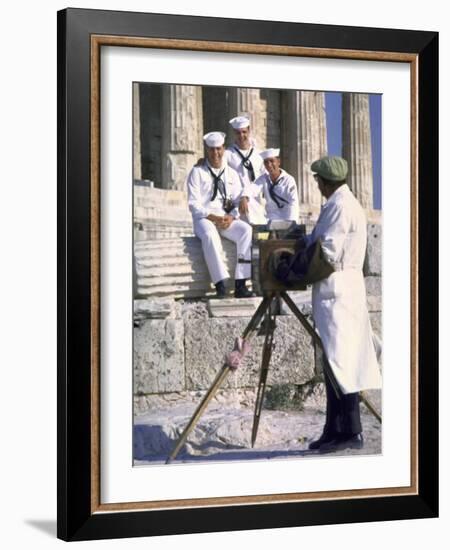 US Sailors Taking Photo at Greek Ruins-John Dominis-Framed Photographic Print