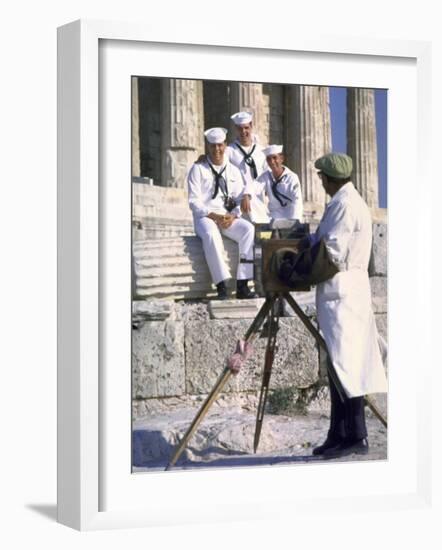 US Sailors Taking Photo at Greek Ruins-John Dominis-Framed Photographic Print