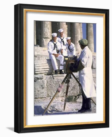 US Sailors Taking Photo at Greek Ruins-John Dominis-Framed Photographic Print