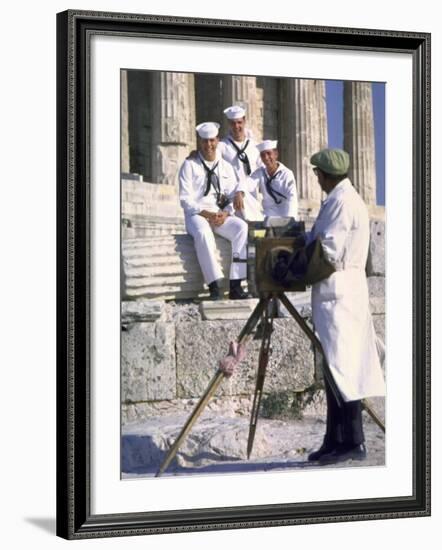 US Sailors Taking Photo at Greek Ruins-John Dominis-Framed Photographic Print