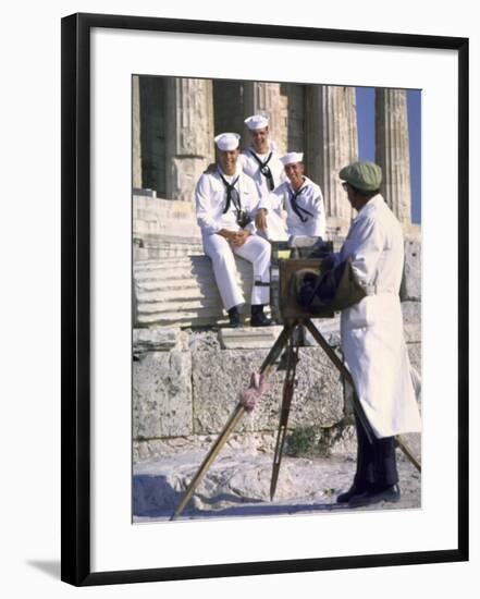 US Sailors Taking Photo at Greek Ruins-John Dominis-Framed Photographic Print