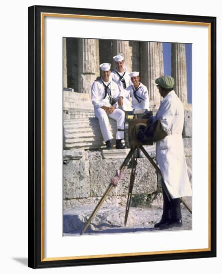 US Sailors Taking Photo at Greek Ruins-John Dominis-Framed Photographic Print