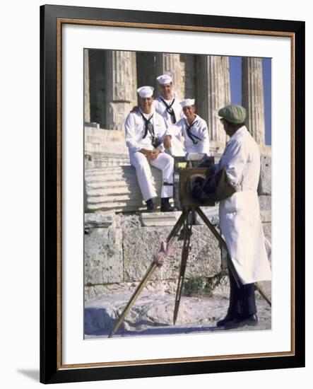 US Sailors Taking Photo at Greek Ruins-John Dominis-Framed Photographic Print