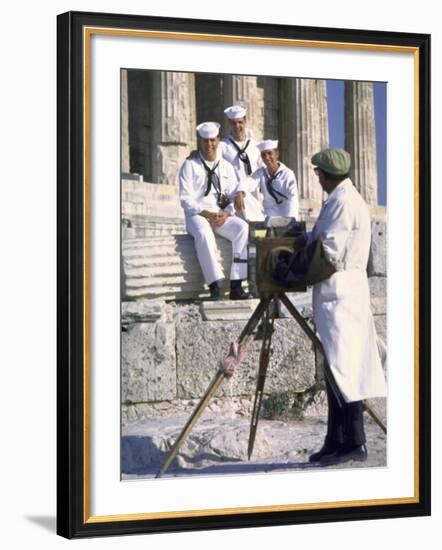 US Sailors Taking Photo at Greek Ruins-John Dominis-Framed Photographic Print