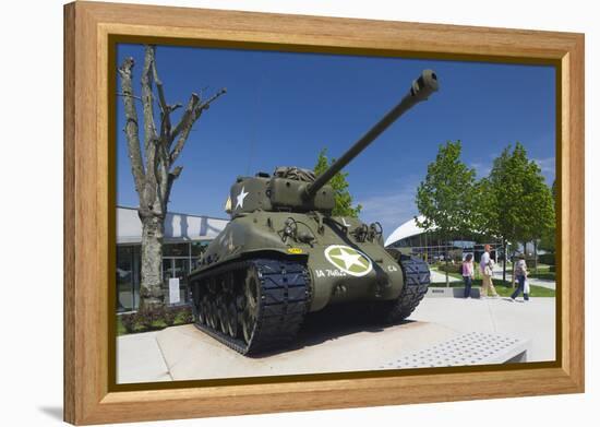 Us Sherman Tank, Airborne Museum, Sainte Mere Eglise, Normandy, France-Walter Bibikow-Framed Premier Image Canvas
