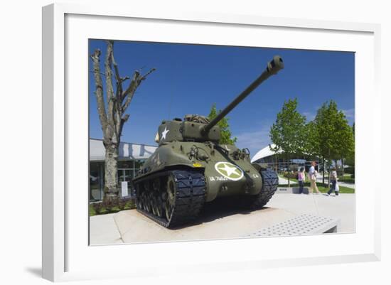 Us Sherman Tank, Airborne Museum, Sainte Mere Eglise, Normandy, France-Walter Bibikow-Framed Photographic Print
