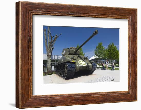 Us Sherman Tank, Airborne Museum, Sainte Mere Eglise, Normandy, France-Walter Bibikow-Framed Photographic Print