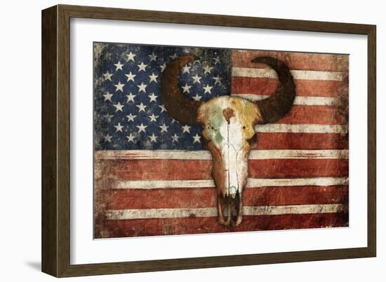 US Skull Flag-Jace Grey-Framed Art Print