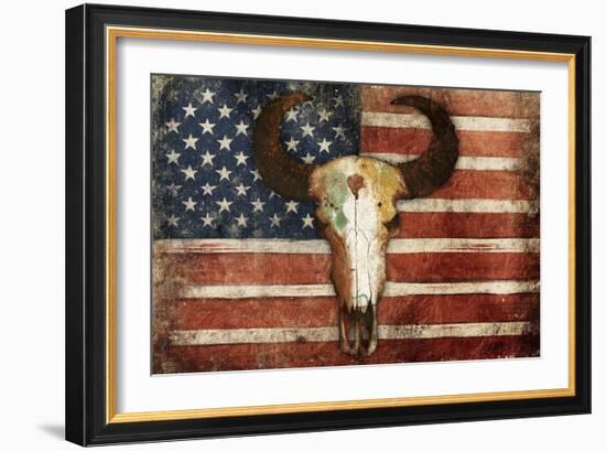 US Skull Flag-Jace Grey-Framed Art Print