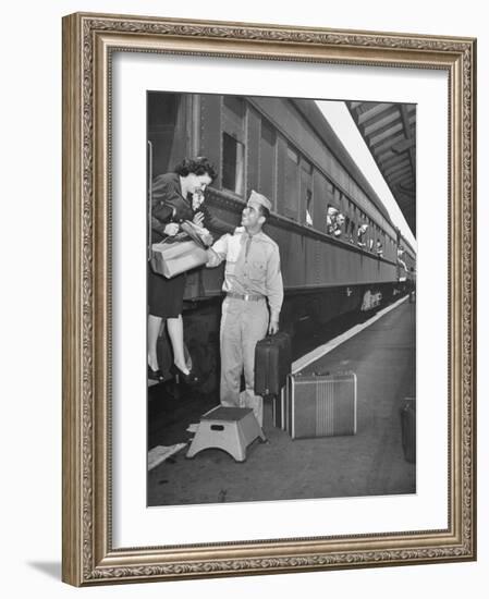 US Soldier Bringing New Bride Back to His Army Post at Ft. Bragg after their Wedding-Bernard Hoffman-Framed Photographic Print