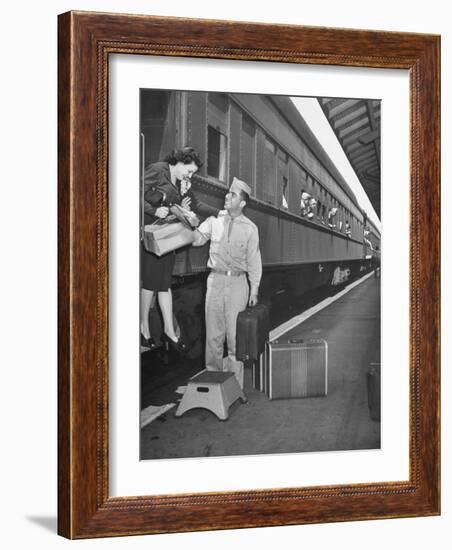 US Soldier Bringing New Bride Back to His Army Post at Ft. Bragg after their Wedding-Bernard Hoffman-Framed Photographic Print