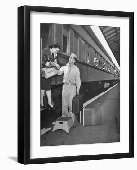 US Soldier Bringing New Bride Back to His Army Post at Ft. Bragg after their Wedding-Bernard Hoffman-Framed Photographic Print