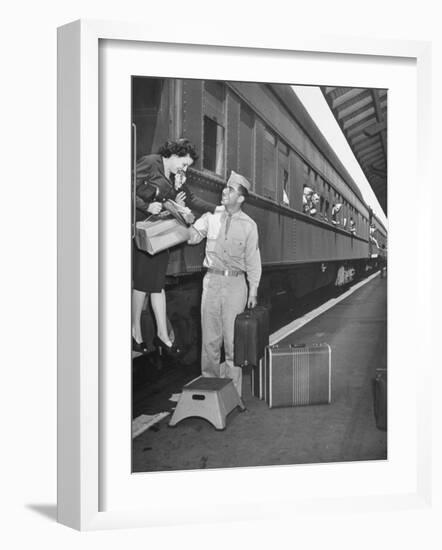 US Soldier Bringing New Bride Back to His Army Post at Ft. Bragg after their Wedding-Bernard Hoffman-Framed Photographic Print