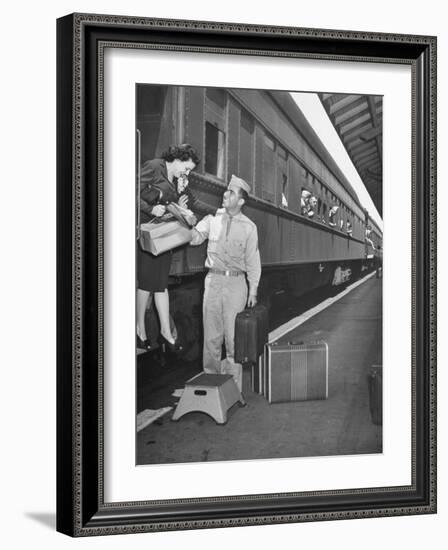 US Soldier Bringing New Bride Back to His Army Post at Ft. Bragg after their Wedding-Bernard Hoffman-Framed Photographic Print