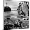 US Soldier Descending Towards Australian Serviceman Killed by Japanese Air Raid Attacks-Myron Davis-Mounted Photographic Print