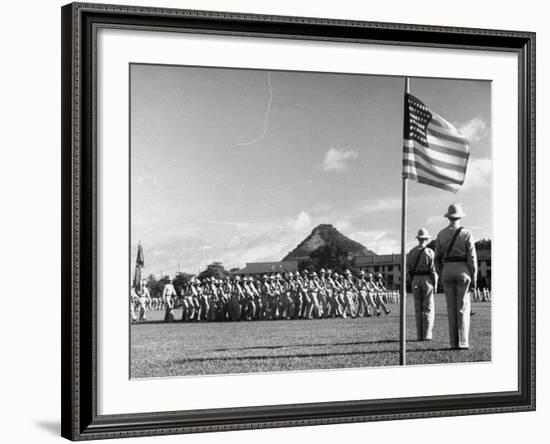 US Soldiers Marching in Formation in the Canal Zone-Thomas D^ Mcavoy-Framed Premium Photographic Print