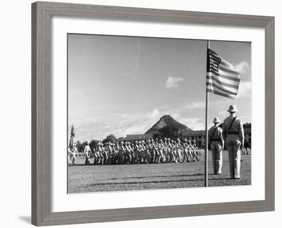 US Soldiers Marching in Formation in the Canal Zone-Thomas D^ Mcavoy-Framed Premium Photographic Print