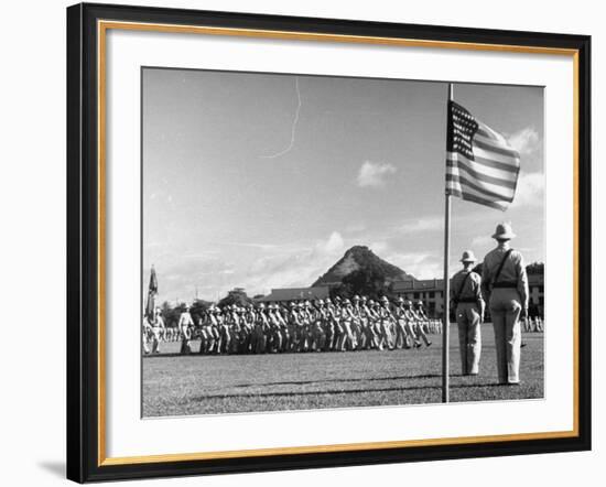 US Soldiers Marching in Formation in the Canal Zone-Thomas D^ Mcavoy-Framed Premium Photographic Print