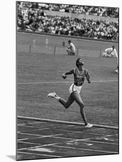 US Sprinter, Wilma Rudolph, Winning Women's 100 Meter Dash in Olympics-George Silk-Mounted Premium Photographic Print