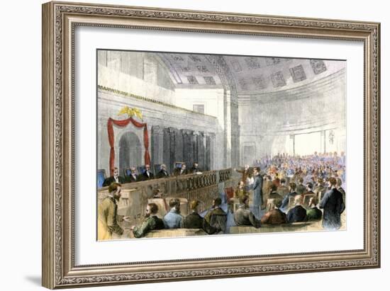 Us Supreme Court under Chief Justice Salmon P. Chase Hearing the Mississippi Injunction Case, 1867-null-Framed Giclee Print
