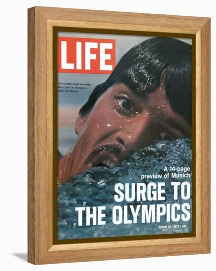 US Swimmer Mark Spitz Training for 1972 Munich Olympics, August 18, 1972-Co Rentmeester-Framed Premier Image Canvas