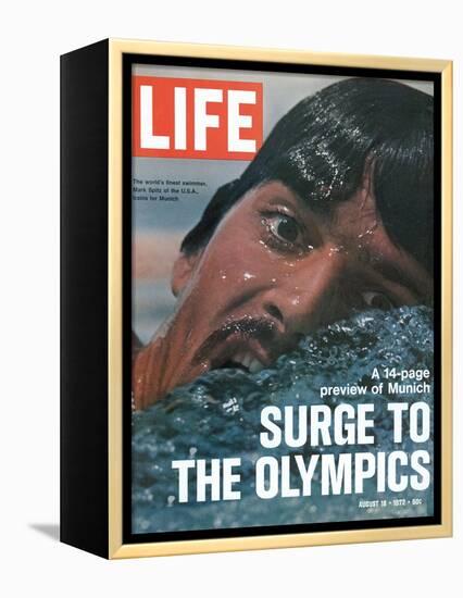 US Swimmer Mark Spitz Training for 1972 Munich Olympics, August 18, 1972-Co Rentmeester-Framed Premier Image Canvas