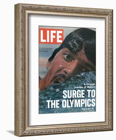 US Swimmer Mark Spitz Training for 1972 Munich Olympics, August 18, 1972-Co Rentmeester-Framed Photographic Print