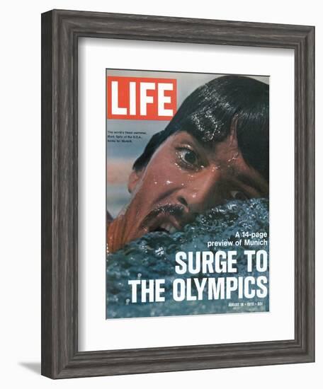 US Swimmer Mark Spitz Training for 1972 Munich Olympics, August 18, 1972-Co Rentmeester-Framed Photographic Print
