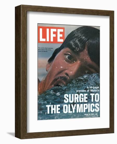 US Swimmer Mark Spitz Training for 1972 Munich Olympics, August 18, 1972-Co Rentmeester-Framed Photographic Print