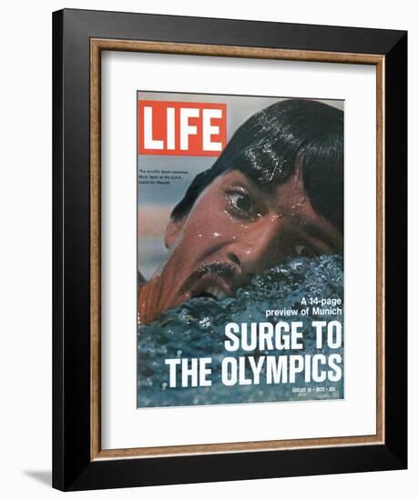 US Swimmer Mark Spitz Training for 1972 Munich Olympics, August 18, 1972-Co Rentmeester-Framed Photographic Print