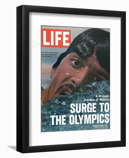 US Swimmer Mark Spitz Training for 1972 Munich Olympics, August 18, 1972-Co Rentmeester-Framed Photographic Print