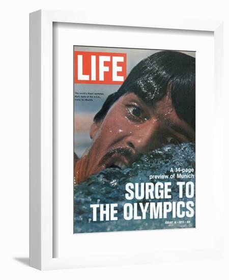 US Swimmer Mark Spitz Training for 1972 Munich Olympics, August 18, 1972-Co Rentmeester-Framed Photographic Print