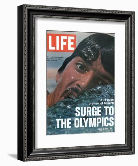 US Swimmer Mark Spitz Training for 1972 Munich Olympics, August 18, 1972-Co Rentmeester-Framed Photographic Print