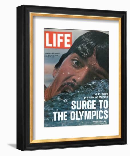 US Swimmer Mark Spitz Training for 1972 Munich Olympics, August 18, 1972-Co Rentmeester-Framed Photographic Print