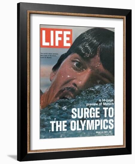 US Swimmer Mark Spitz Training for 1972 Munich Olympics, August 18, 1972-Co Rentmeester-Framed Photographic Print