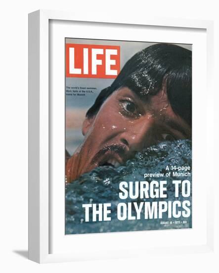 US Swimmer Mark Spitz Training for 1972 Munich Olympics, August 18, 1972-Co Rentmeester-Framed Photographic Print