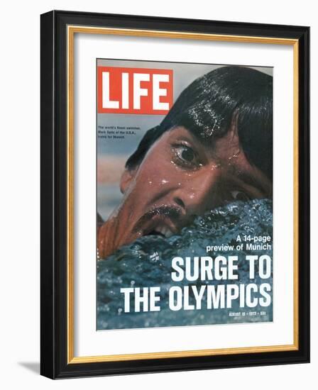 US Swimmer Mark Spitz Training for 1972 Munich Olympics, August 18, 1972-Co Rentmeester-Framed Photographic Print