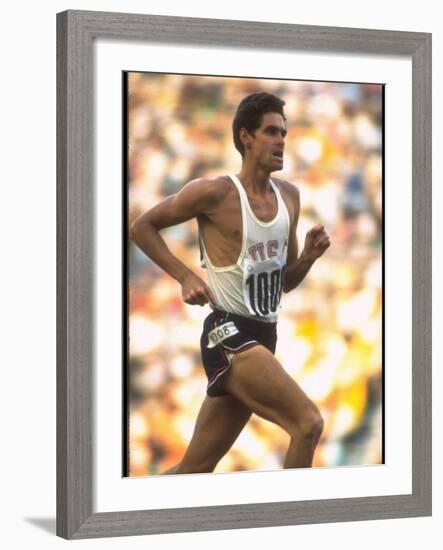 US Track Athlete Jim Ryun in Action at the Summer Olympics-John Dominis-Framed Premium Photographic Print