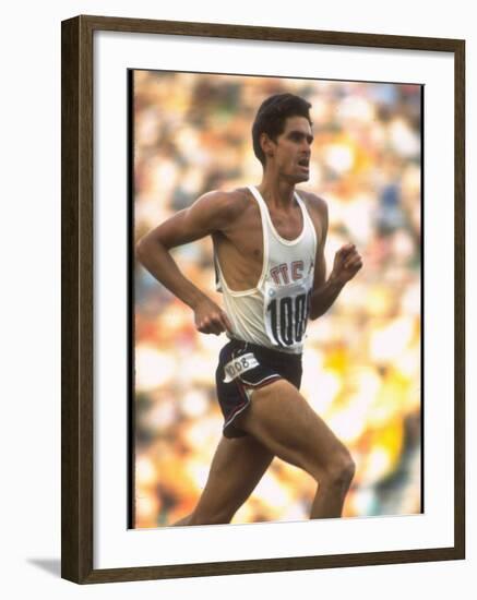 US Track Athlete Jim Ryun in Action at the Summer Olympics-John Dominis-Framed Premium Photographic Print