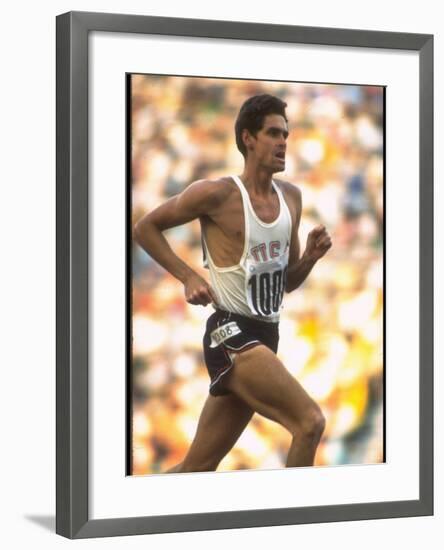 US Track Athlete Jim Ryun in Action at the Summer Olympics-John Dominis-Framed Premium Photographic Print