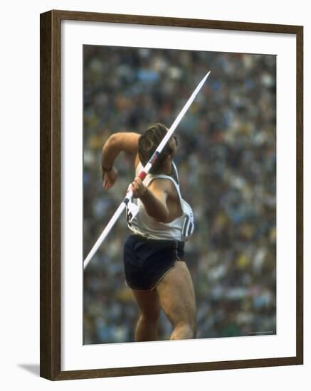 US Track Athlete William Schmidt Throwing Javelin at the Summer Olympics-John Dominis-Framed Premium Photographic Print