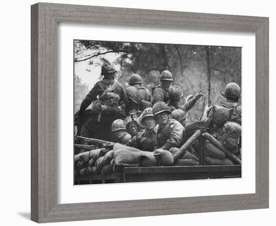 US Trainees at Fort Polk, Undergoing Vietnam Oriented Training, Where They Are About to Be Ambushed-Lynn Pelham-Framed Photographic Print