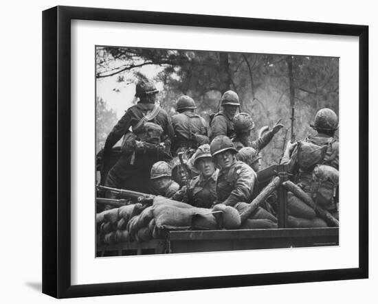 US Trainees at Fort Polk, Undergoing Vietnam Oriented Training, Where They Are About to Be Ambushed-Lynn Pelham-Framed Photographic Print