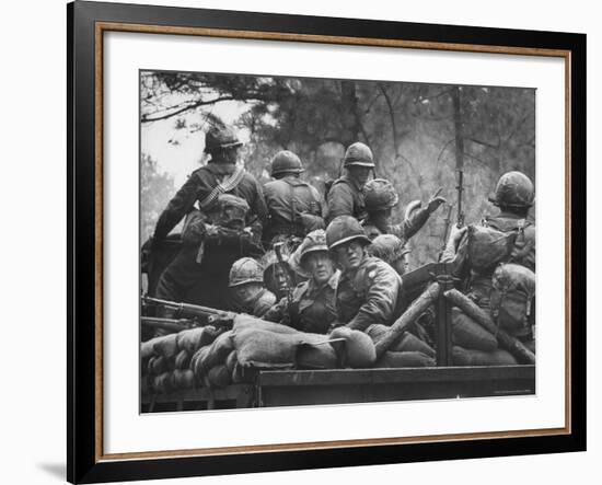 US Trainees at Fort Polk, Undergoing Vietnam Oriented Training, Where They Are About to Be Ambushed-Lynn Pelham-Framed Photographic Print