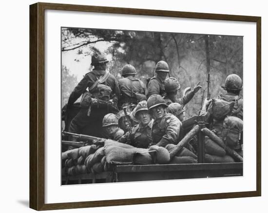 US Trainees at Fort Polk, Undergoing Vietnam Oriented Training, Where They Are About to Be Ambushed-Lynn Pelham-Framed Photographic Print