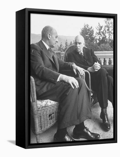 US Treasury Sec. Henry Morgenthau Jr. and British Economist John Maynard Keynes-Alfred Eisenstaedt-Framed Premier Image Canvas