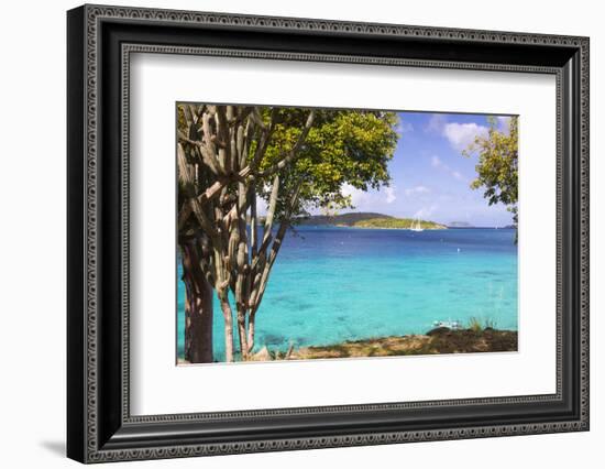 Us Virgin Island, St John. View of St Thomas Sailboats and Snorkelers-Trish Drury-Framed Photographic Print