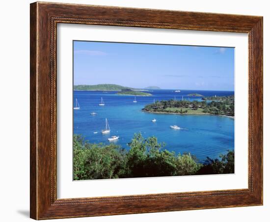 Us Virgin Islands, St. John, Caneel Bay, High Angle View of Boats in the Sea-null-Framed Photographic Print