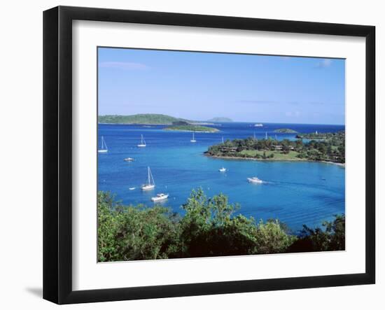 Us Virgin Islands, St. John, Caneel Bay, High Angle View of Boats in the Sea-null-Framed Photographic Print