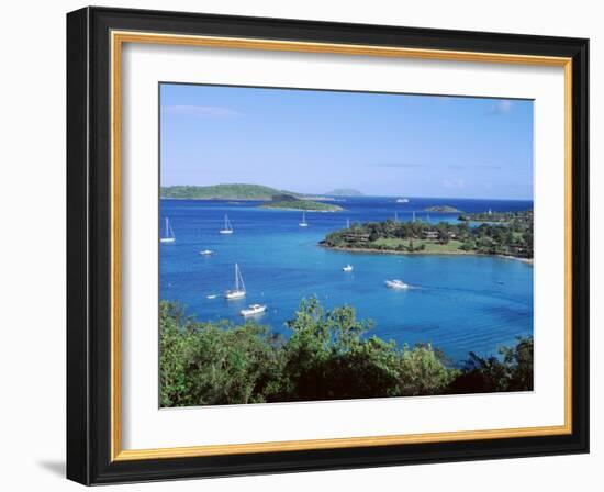 Us Virgin Islands, St. John, Caneel Bay, High Angle View of Boats in the Sea-null-Framed Photographic Print